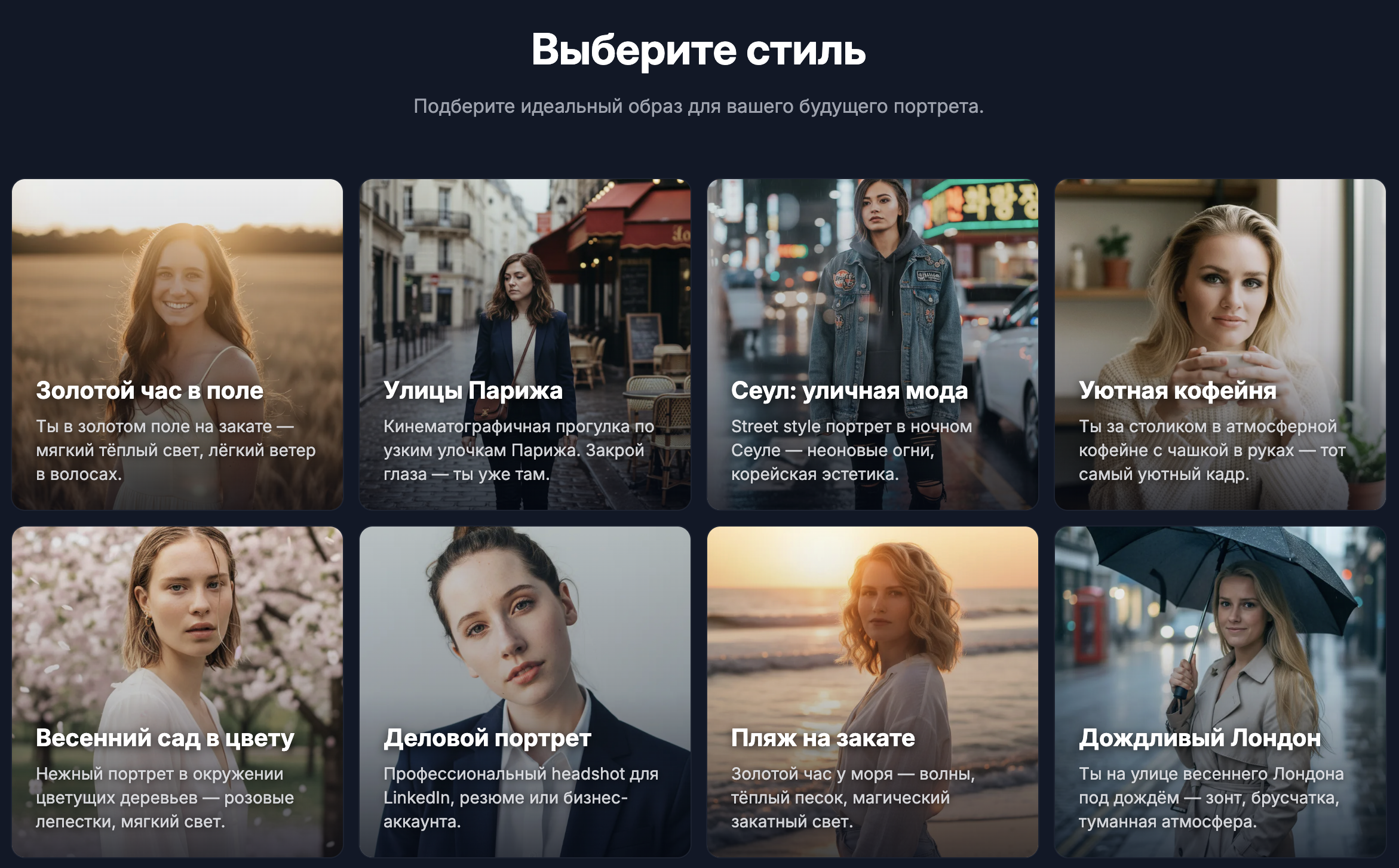 Каталог образов VizGPT — 15 стилей
